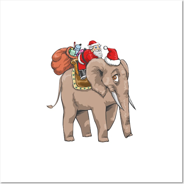 Santa Riding Elephant Delivering Gifts Wall Art by ScottsRed